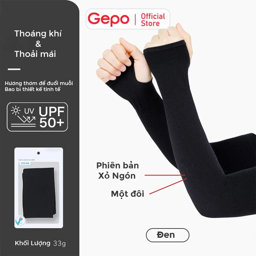 Găng tay chống nắng nam nữ xỏ ngón chống tia UV chất liệu thoáng mát thấm hút mồ hôi Gepo