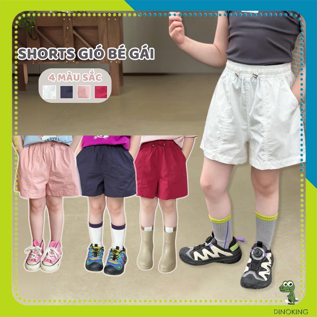 Quần short bé gái DINOKING Quần sooc gió cho bé siêu nhẹ phong cách Hàn Quốc mùa hè 3 - 9 tuổi QS29