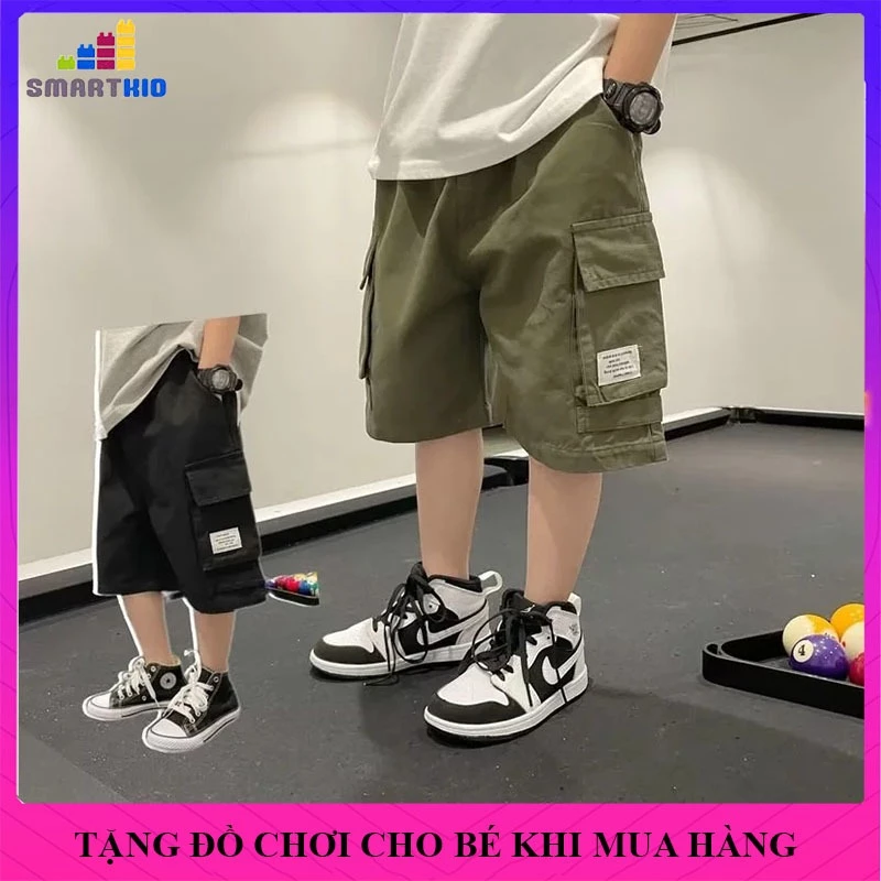 Quần short kaki bé tra, quần dài kaki bé trai, quần vải kaki túi hộp thời trang cho bé trai size nhỡ đại 18-52kg