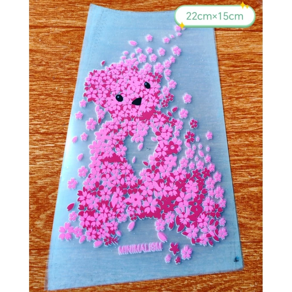 miếng vá, hình dán nhiệt trang trí quần áo gấu hoa, kích thước 22cm×19cm