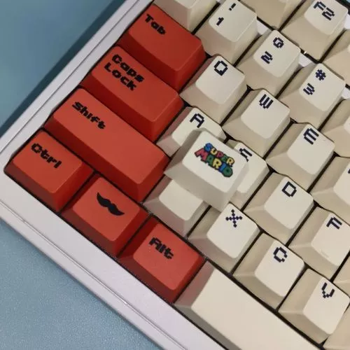 Keycap Mario Đỏ PBT – 126 Phím – Profile Cherry – Phù Hợp Nhiều Layout Bàn Phím Cơ