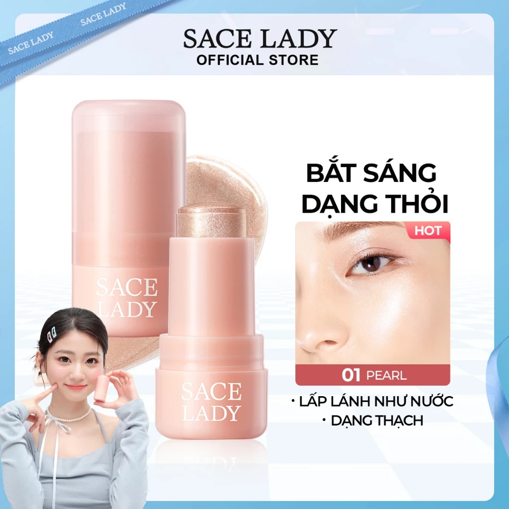 Bắt Sáng Higlight Dạng Thỏi SACE LADY Nước Rạng Rỡ Lâu Trôi Phát Sáng Kết Cấu Thạch độc đáo