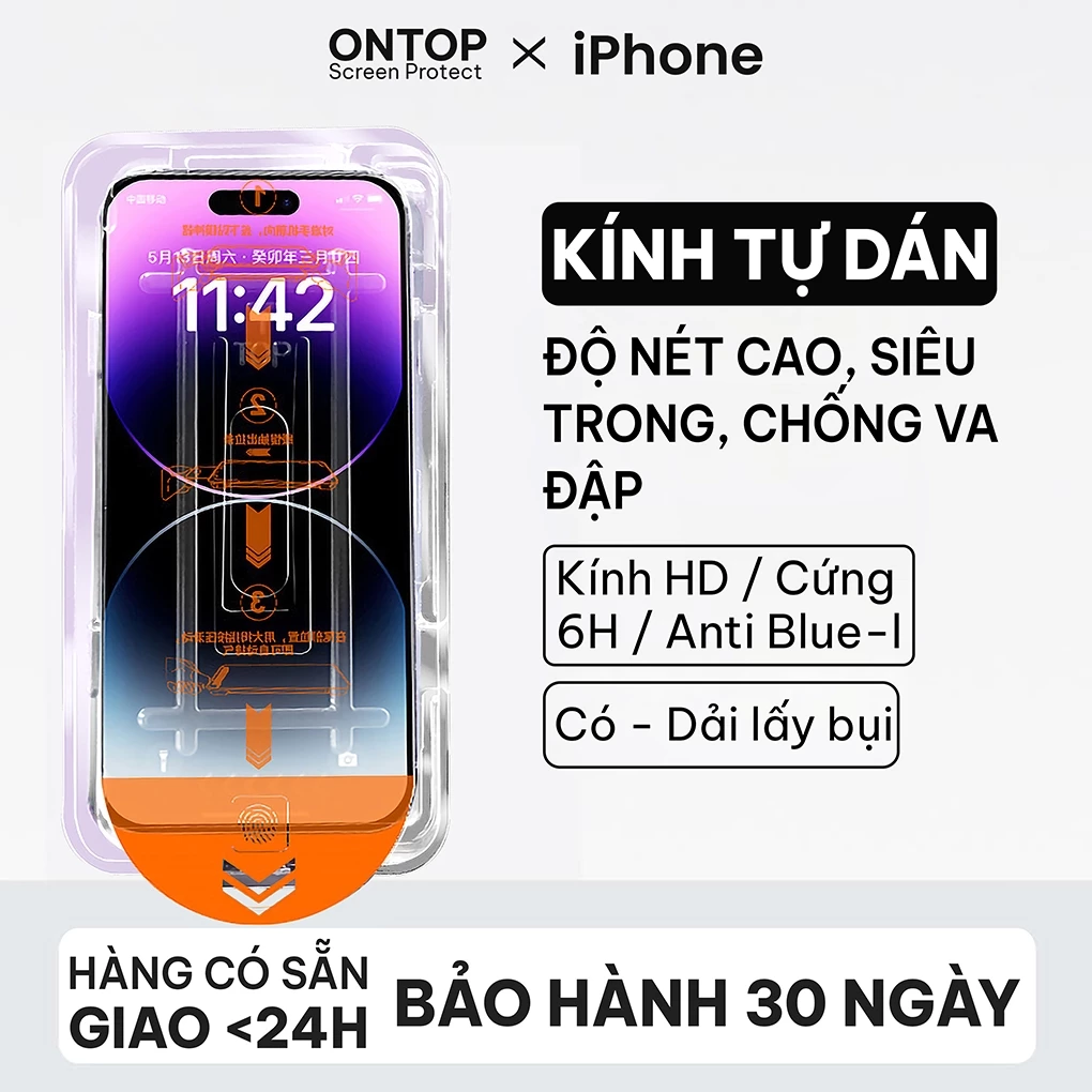 Kính Cường Lực Khuôn Trợ Dán Trong Suốt/Chống Nhìn Trộm, Độ Cứng 4H, Cho iP X Xr Xs Max 11 12 13 14 15 16 Pro Max Plus