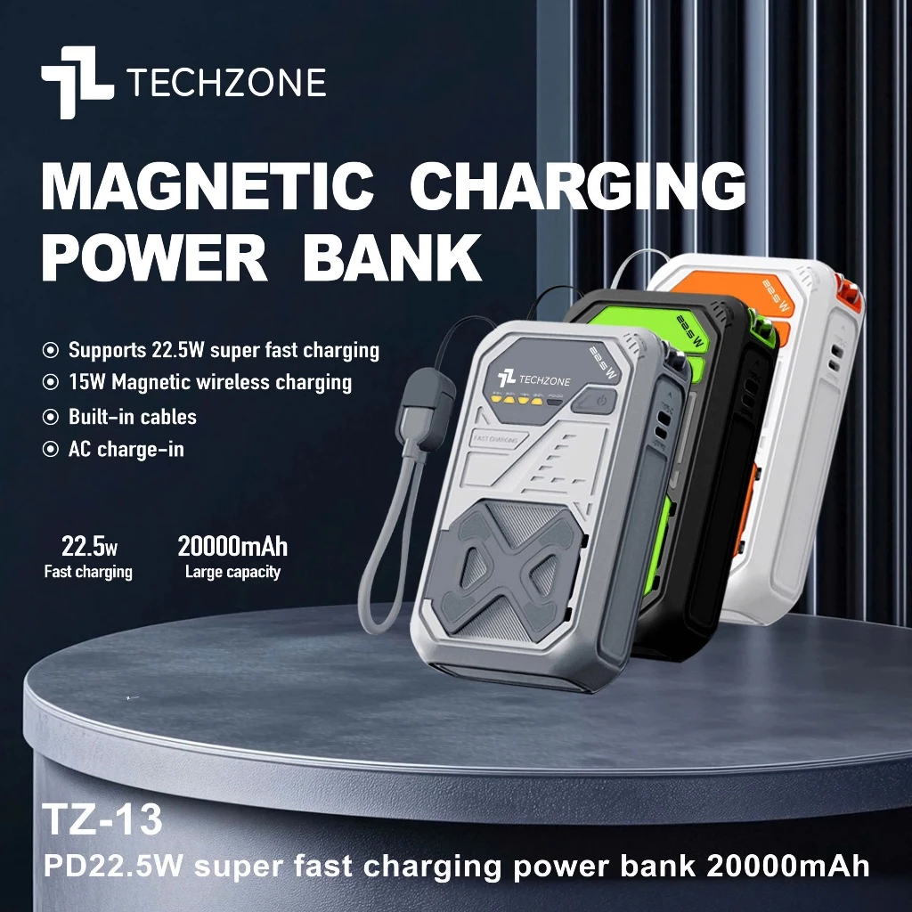 Sạc Dự Phòng Dung Lượng 20000mah Tích Hợp Sạc Từ Tính, Dây Sạc Đa Năng, Hỗ Trợ Sạc nhanh 22.5W PD