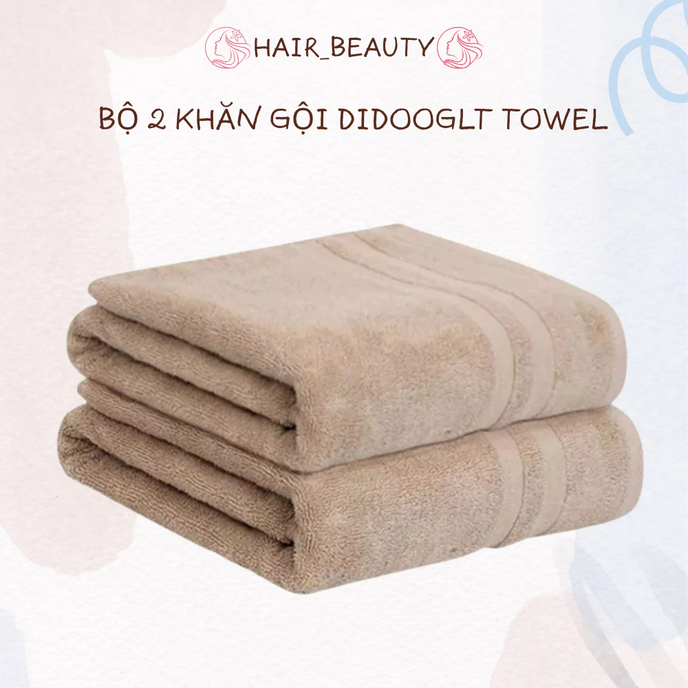 Bộ 2 Khăn Gội DIDOOGLT 34x80cm Siêu Thâm Hút 100% Cotton Cao Cấp - Khăn Gội Spa, Gia Đình Mềm Mại