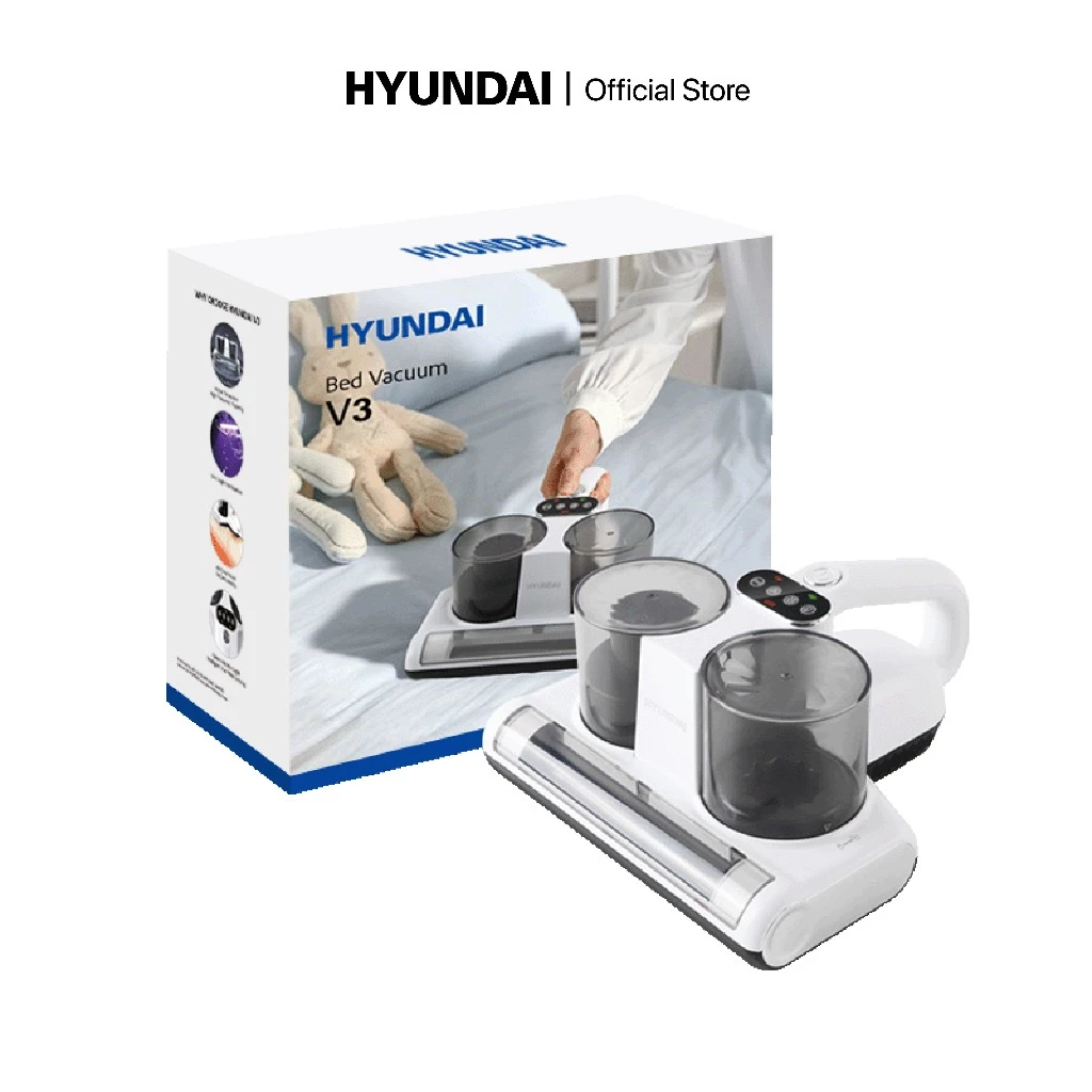 Máy Hút Bụi Giường Nệm Thông Minh Không Dây HYUNDAI V3 120W Lực Hút Mạnh Diệt Khuẩn UV Sóng Siêu Âm