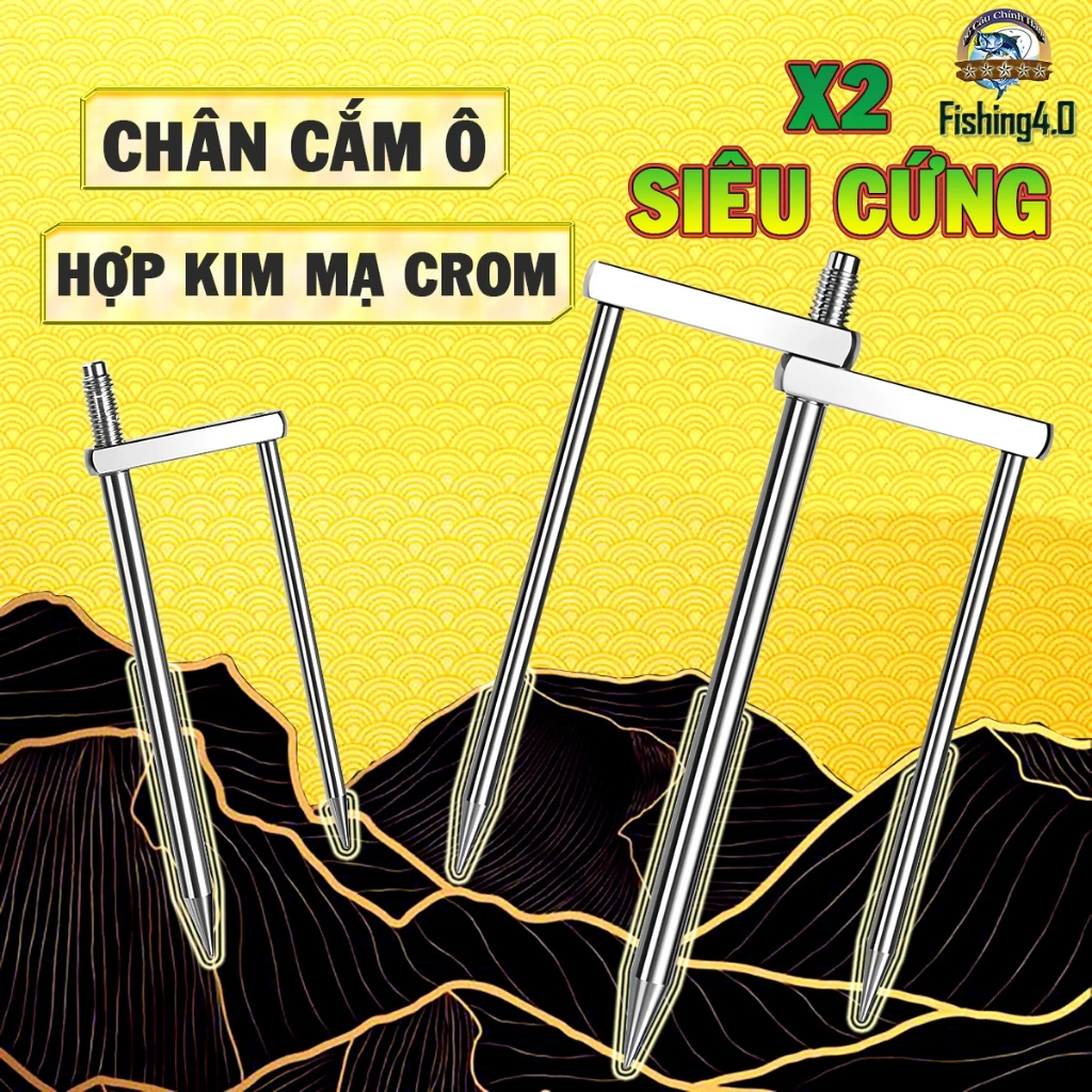 Chân ô cắm đất,chân dù cắm đất chất liệu hợp kim mạ Crom cáo cấp BB75