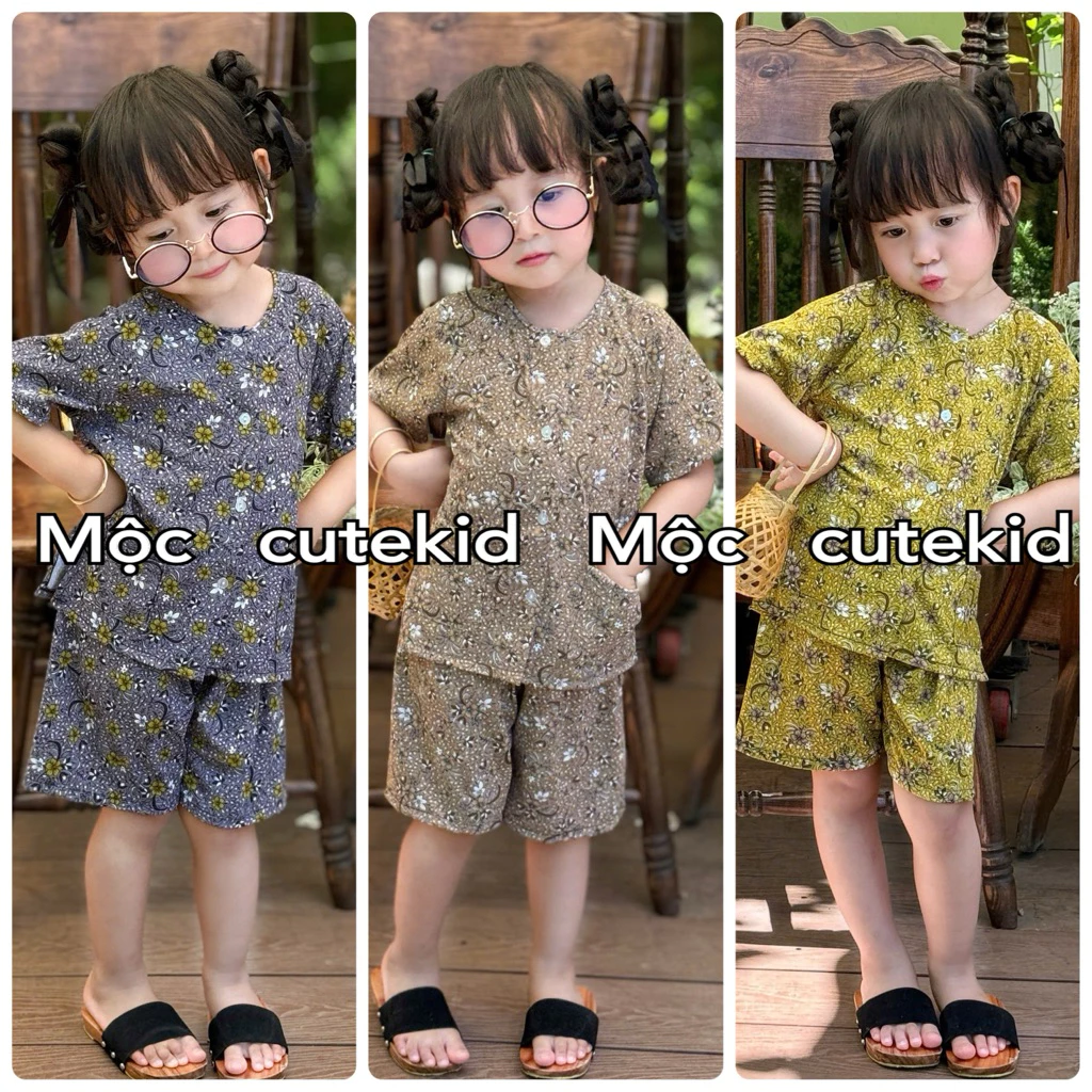 (7-35KG) bộ đồ Bà Ngoại chất vải mịn mát [HÌNH THẬT] cho bé gái mặc nhà, mặc đi chơi xinh xắn