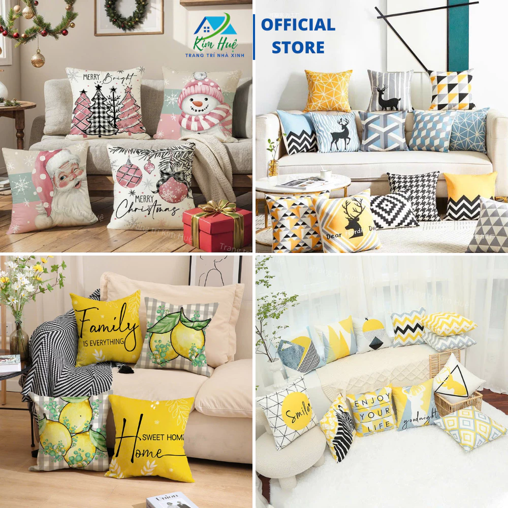 Gối tựa lưng gối vuông sofa 45cm trang trí phòng khách đệm lưng ngồi bàn nhật noel giáng sinh - Hưng Chiếu X42