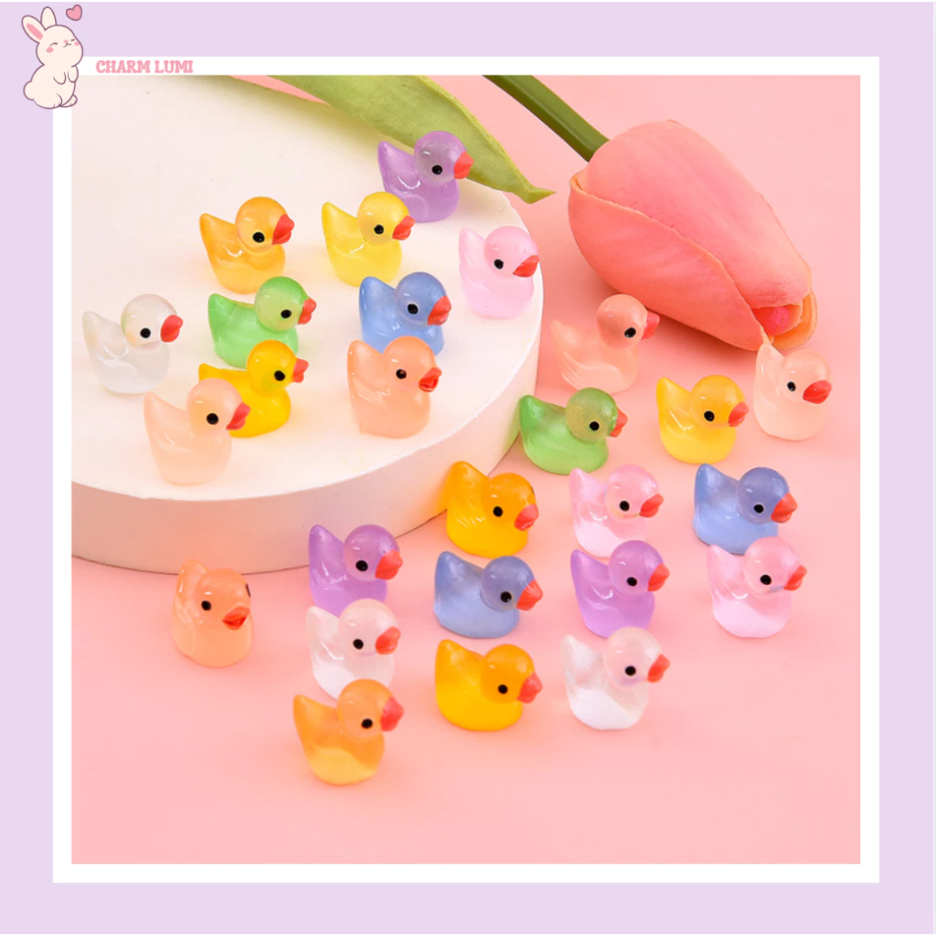 Charm dạ quang phát sáng DIY dễ thương cute size mini,Vịt màu sắc  - Charm Lumi