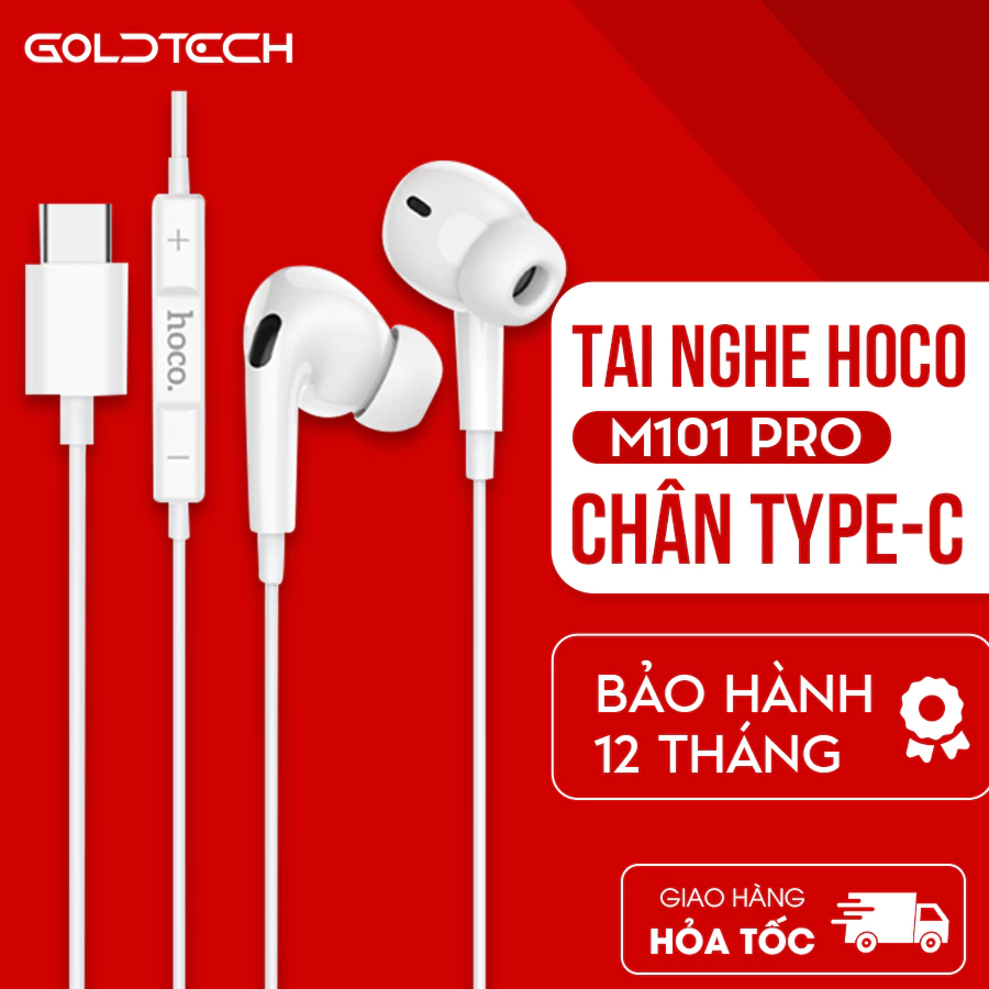 Tai nghe Type-C Hoco M101 Pro jack TypeC có mic nghe gọi dành cho Táo 15 16 Samsung, Xiaomi, Oppo, android...