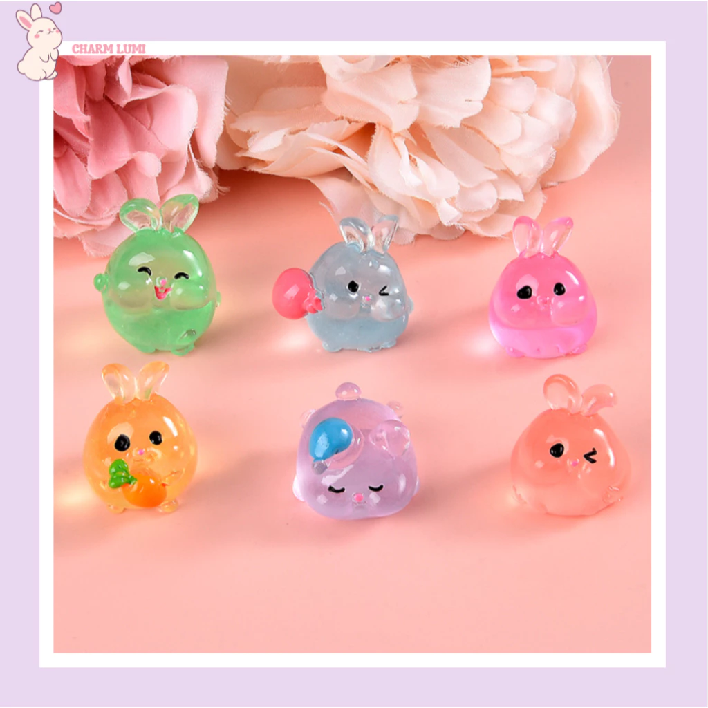 Charm dạ quang phát sáng DIY dễ thương cute size mini,Thỏ Ú  - Charm Lumi