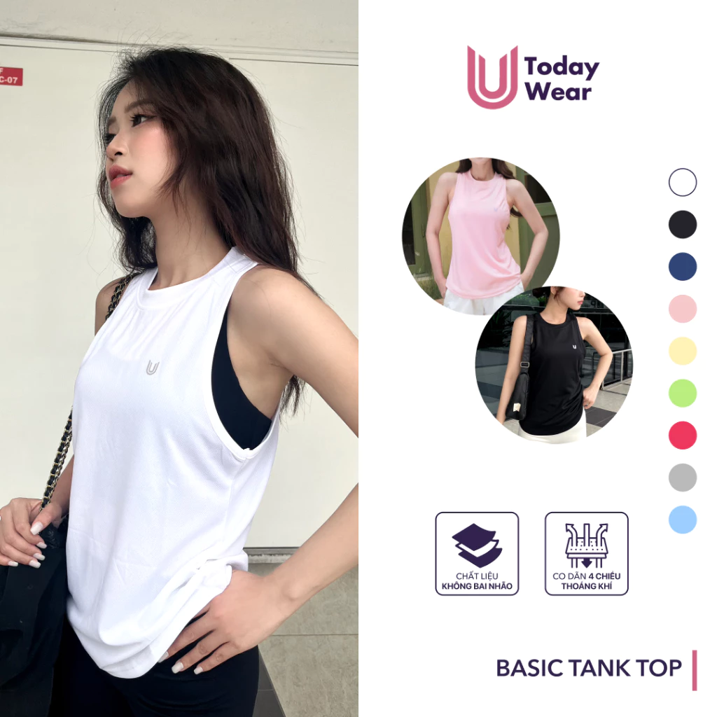 [Xả Hàng Giá Sốc] Áo tanktop tập gym nữ Basic Tank Top Today U Wear tập thể thao yoga dáng rộng mặc thoải mái