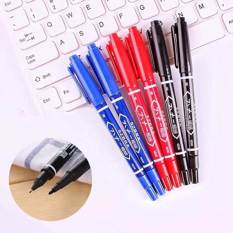 Bút Lông Dầu 2 Đầu 50 Chiếc Màu Đen Đỏ Xanh Kiểu Dáng Thon Gọn Chiều Dài 14.5cm Viết Lâu Hết Mực Mực Đậm Bút Dạ Kính Bút