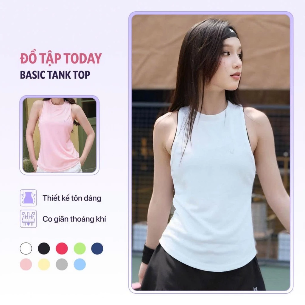 [Xả Kho Giá Hời] Áo ba lỗ thể thao nữ Basic Tank Top Today U Wear tập gym dáng rộng mặc thoải mái