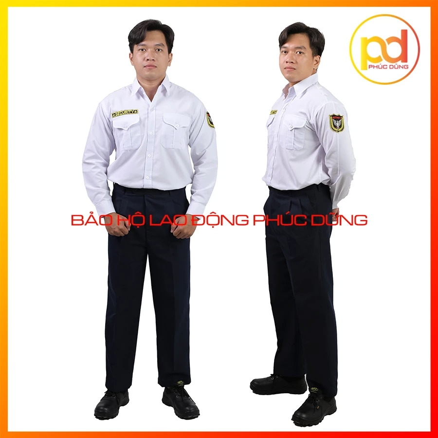 Bộ quần áo đồng phục bảo vệ màu trắng dài tay đóng thùng - [không phụ kiện] - chuyên nghiệp đẹp rẻ kate tốt thấm hút mồ