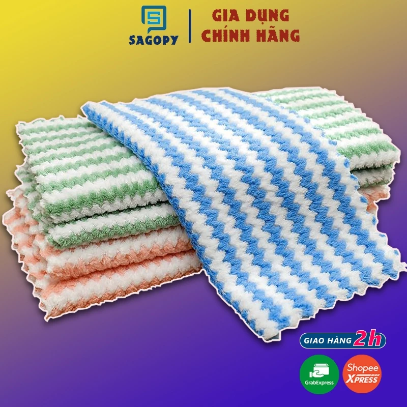 Khăn lau bếp (15x20cm) đa năng thấm nước dùng lau mặt, lau tay, kính, lau xe kháng khuẩn