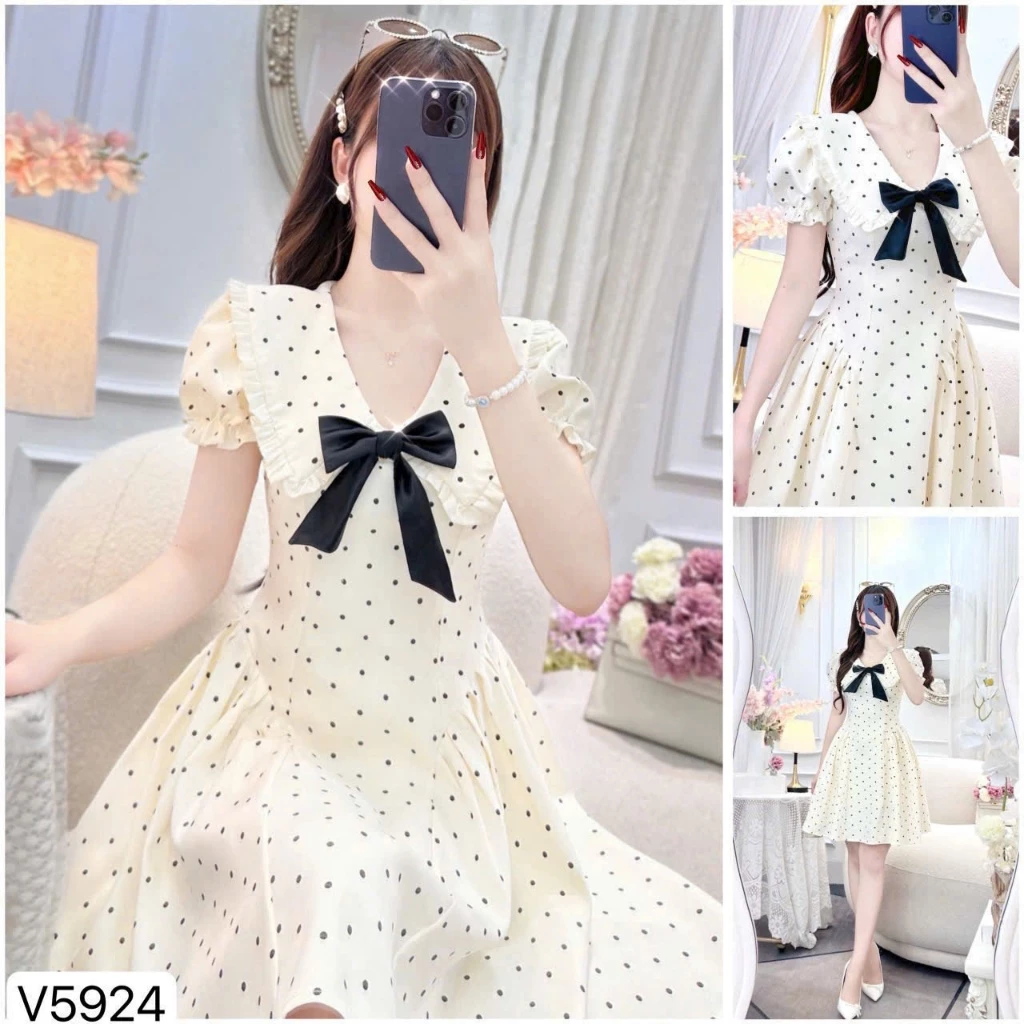 Đầm nữ dáng xòe lụa bi cho các nàng tiểu thư, phong cách hiện đại, hợp thời trang
