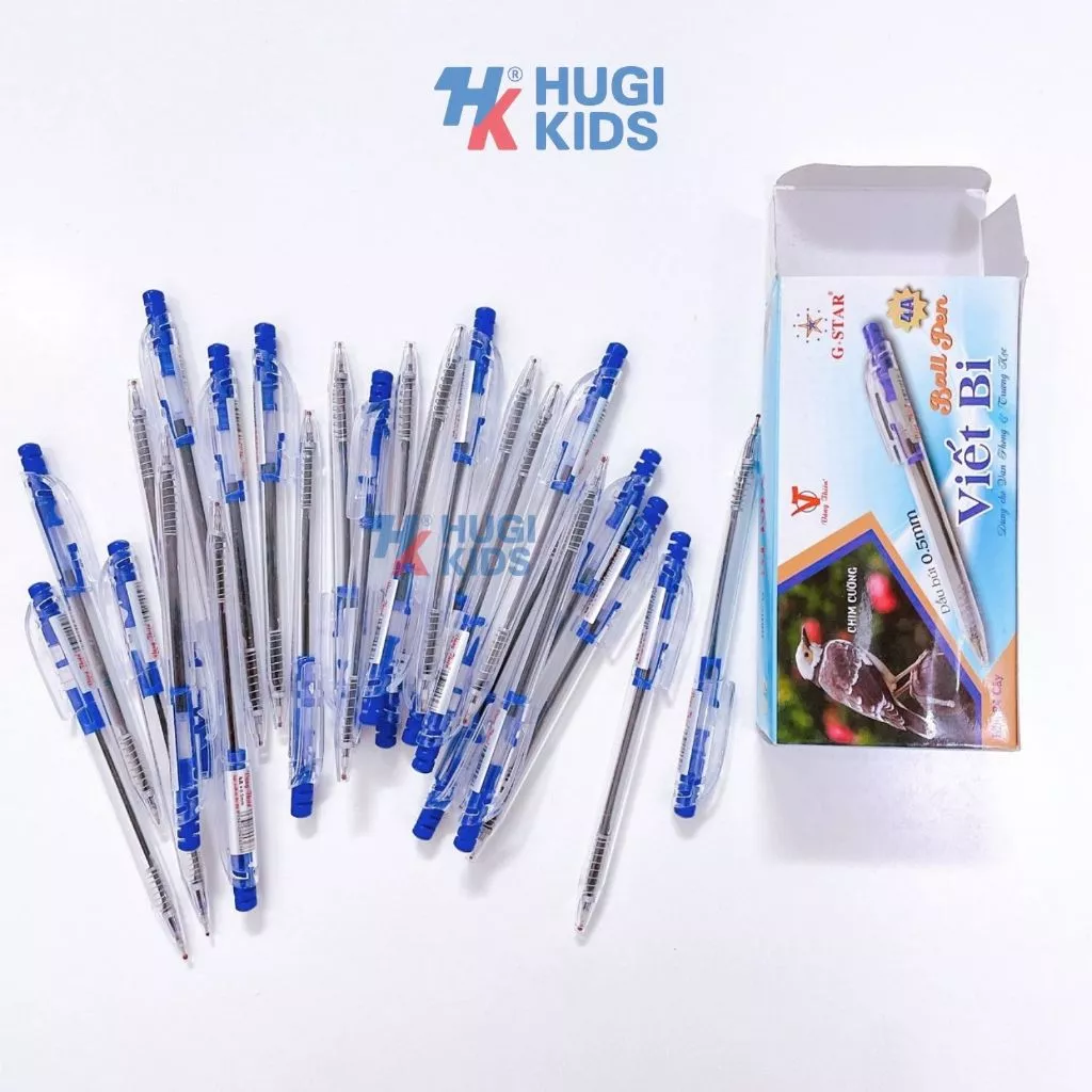 Combo 12/24/48 Cây Bút Bi Bấm Gstar 4A Chất Lượng Tốt (Sản xuất tại Ấn Độ) – Ngòi 0.5mm, Mực Đều Đậm