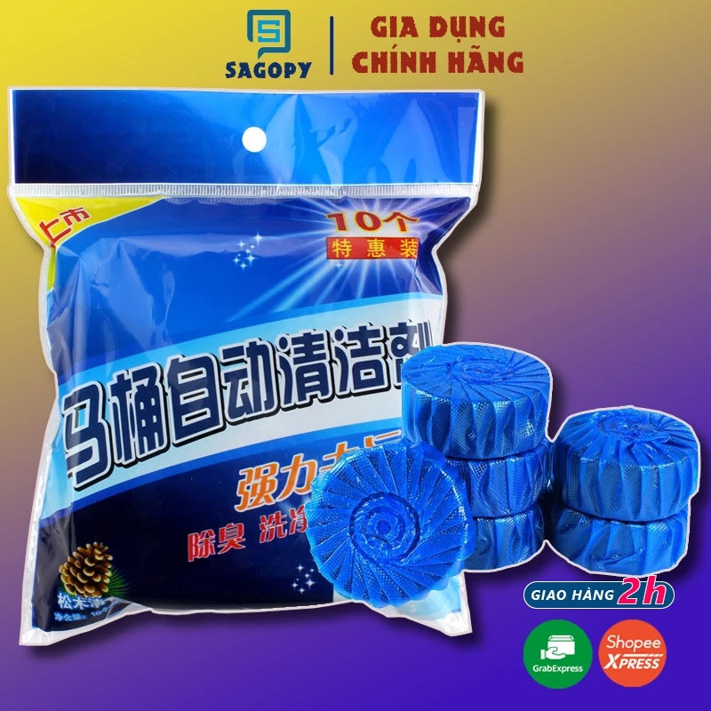 Viên thả xả bồn cầu (túi 10 viên) giúp thơm tẩy sạch mảng bám S P, gel khử mùi tẩy bôn cầu khử mùi