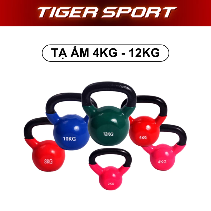 Tạ Ấm - Tạ Ấm Mềm, Loại 4kg - 12KG ,Chất Liệu Gang Bọc Cao Su - Tạ Cát, Quai Xách Chống Trượt