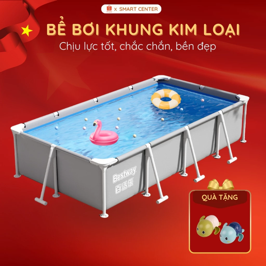 Bể Bơi Khung Kim Loại KAW - Hồ Bơi 4 Mùa Chịu Lực Tốt, Chắc Chắn, Bền Đẹp, An Toàn Cho Bé