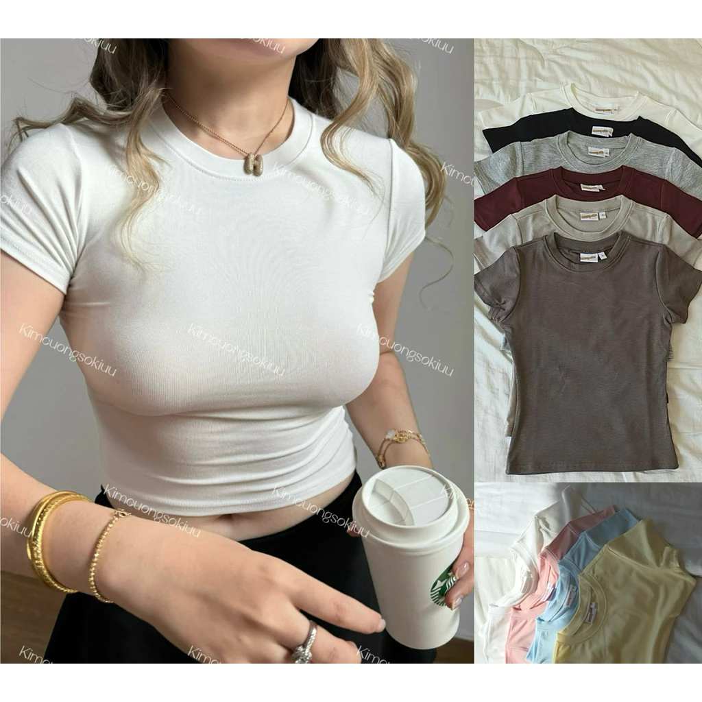 Áo thun crop ôm body – phiên bản tối giản, tôn dáng đỉnh cao kimcuongsokiuu