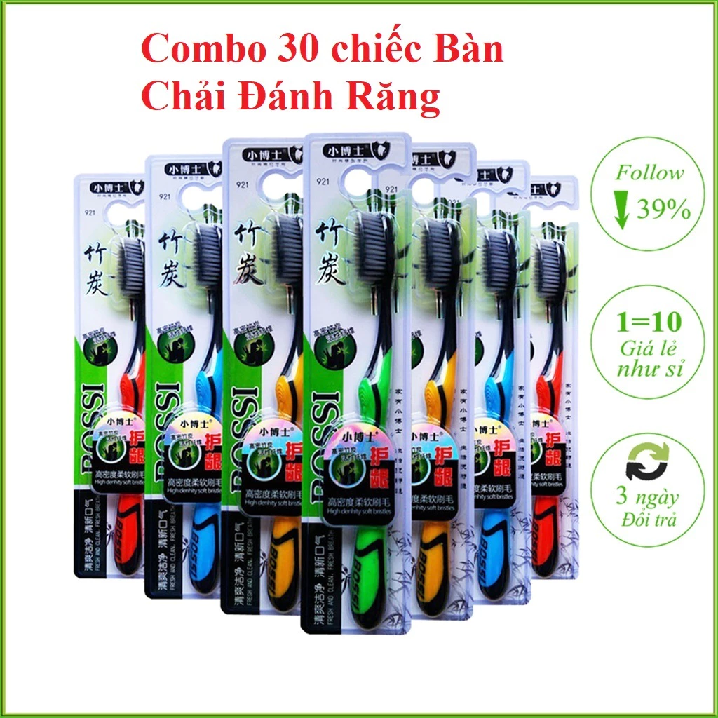 Combo 10- 30 Bàn Chải Đánh Răng Sợi Tre Bossi Hàn Quốc, Bàn Chải đánh răng sợi tre BA59