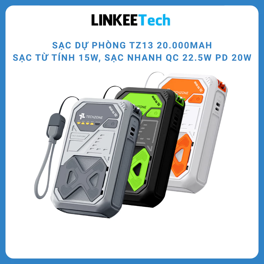 Sạc Nhanh Dự Phòng 10000 20000 Tích Hợp Sạc Từ Tính, Dây Sạc Đa Năng, Hỗ Trợ Sạc nhanh 22.5W PD