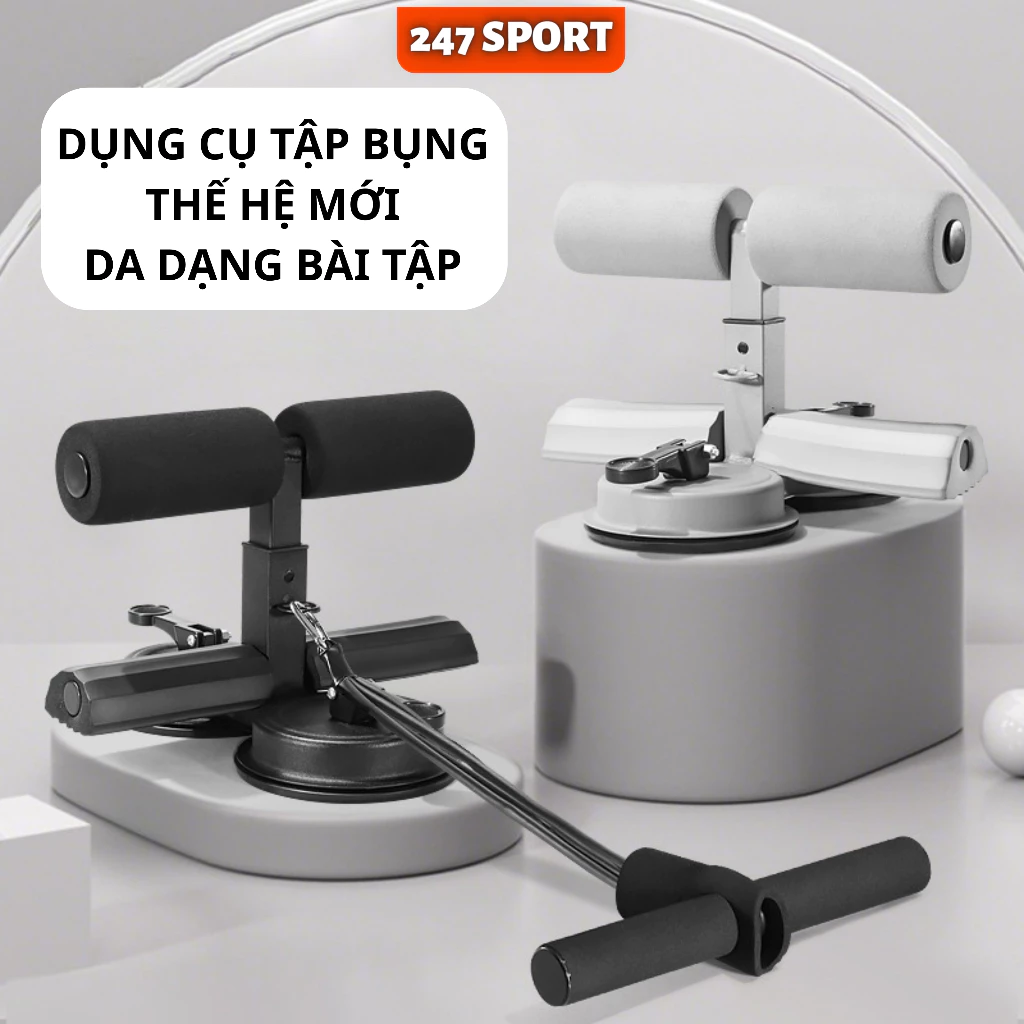 Dụng cụ tập cơ bụng ( kèm dây kéo ) nâng cấp gym yoga tại nhà đa năng đế hút chân không trụ chữ T eo thon bụng gọn