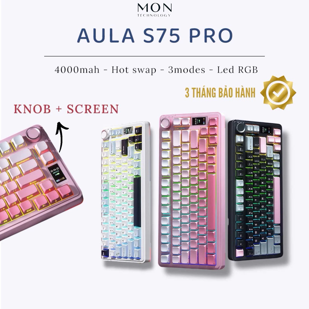 [ Sẵn Hàng ] Bàn phím cơ Aula S75 Pro 3 Modes | HotSwap | Led RGB