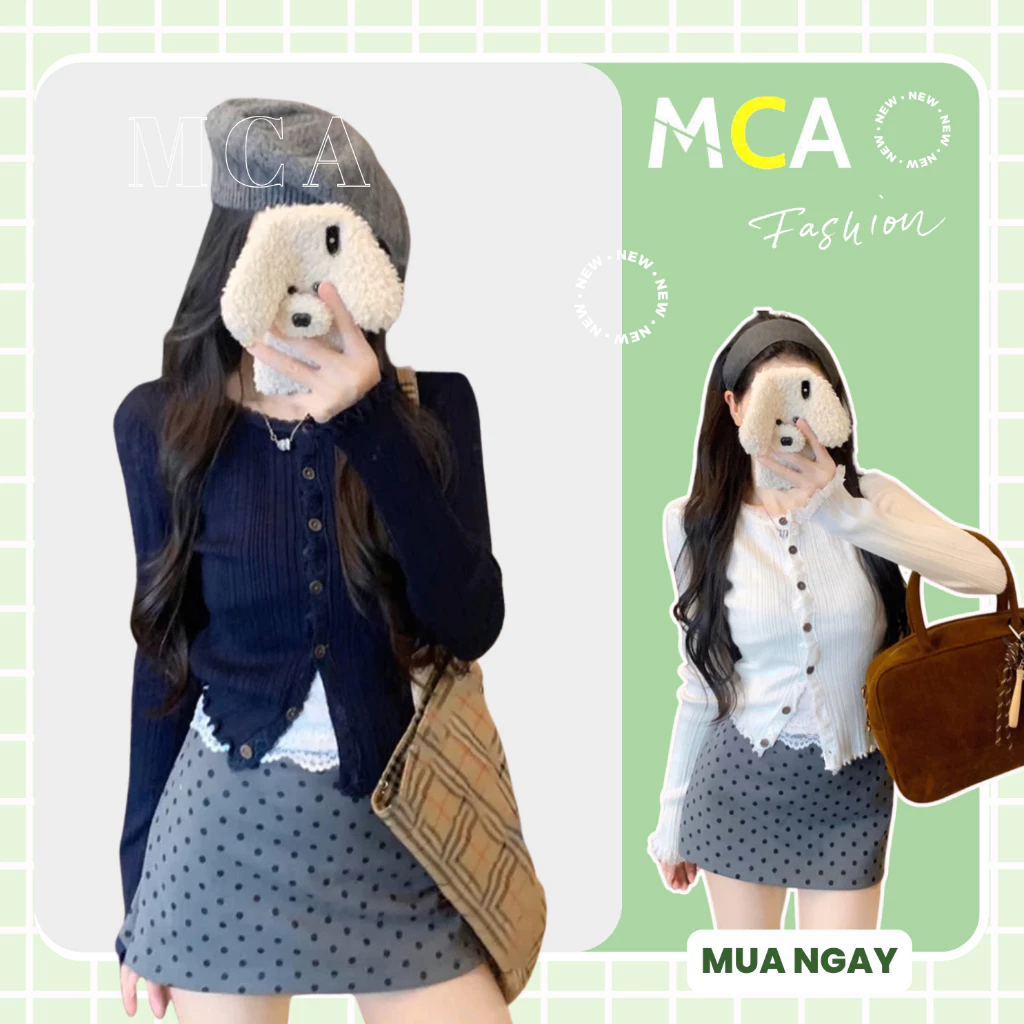 Áo kiểu tay dài viền ren MCA phối cúc cài nữ tính A51240 ( Video sp thực tế )
