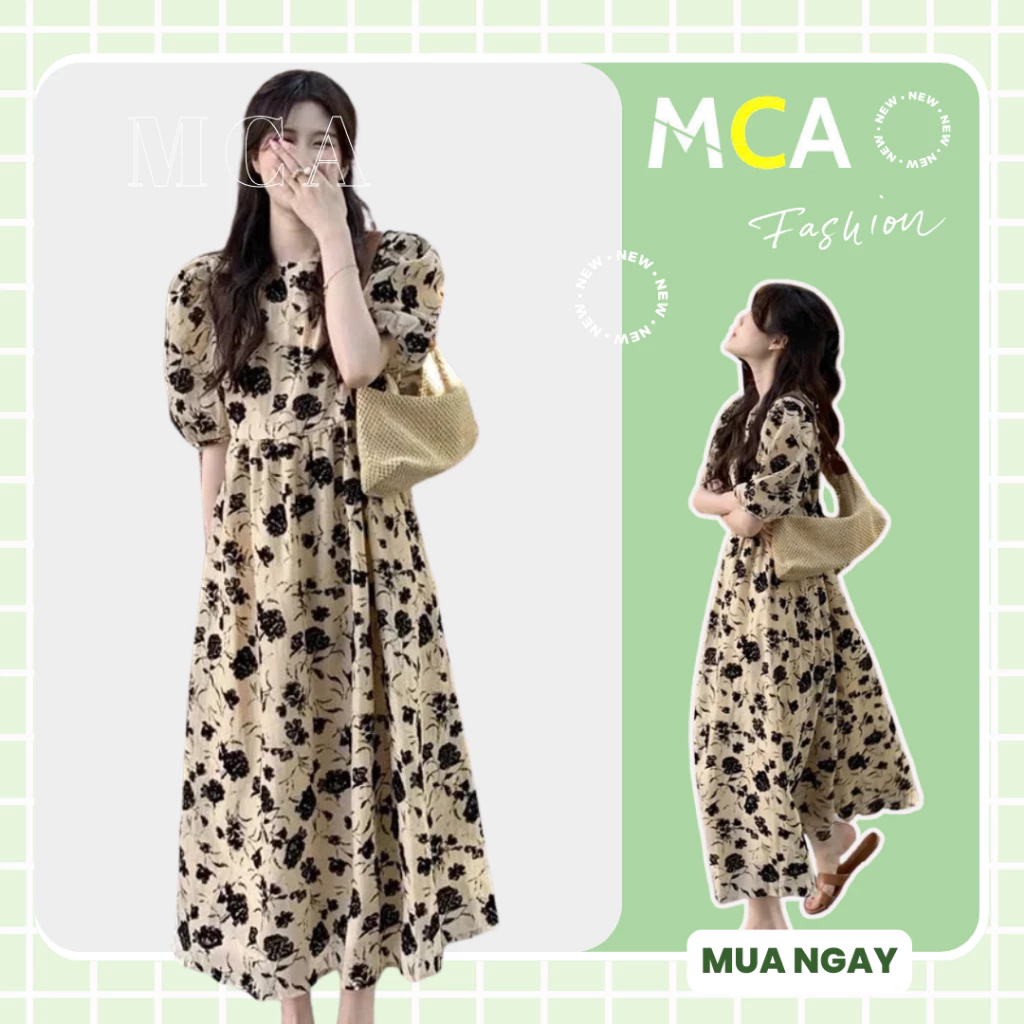 Đầm lụa chéo hoa in 3d MCA phong cách tiểu thư [ Video sp thực tế ]