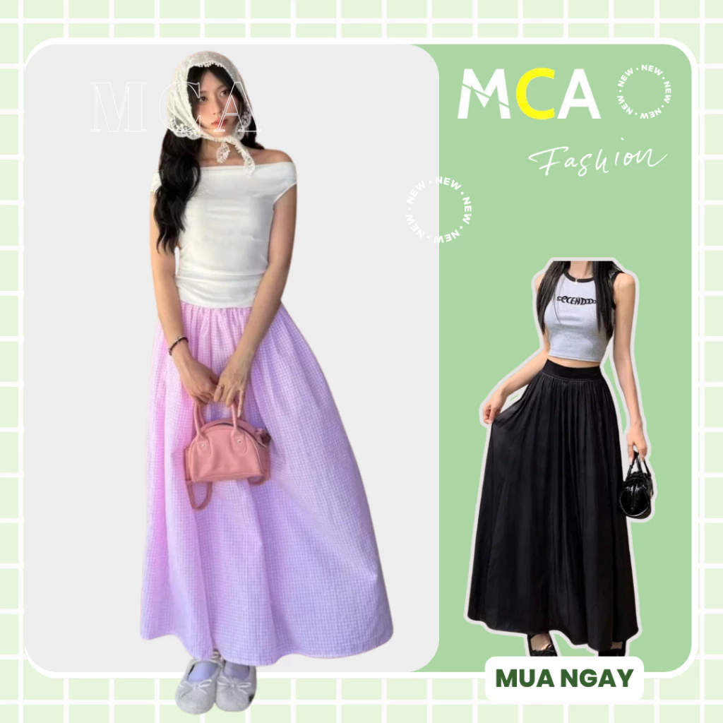 [Video Sp Thực Tế] Chân váy dáng dài lưng cao MCA kiểu xoè xinh xắn C091