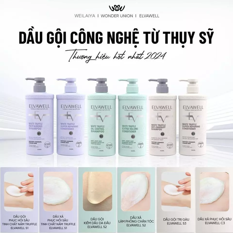 Bộ Dầu gội xả Elvawell White Truffle, 500ml-1000ml
