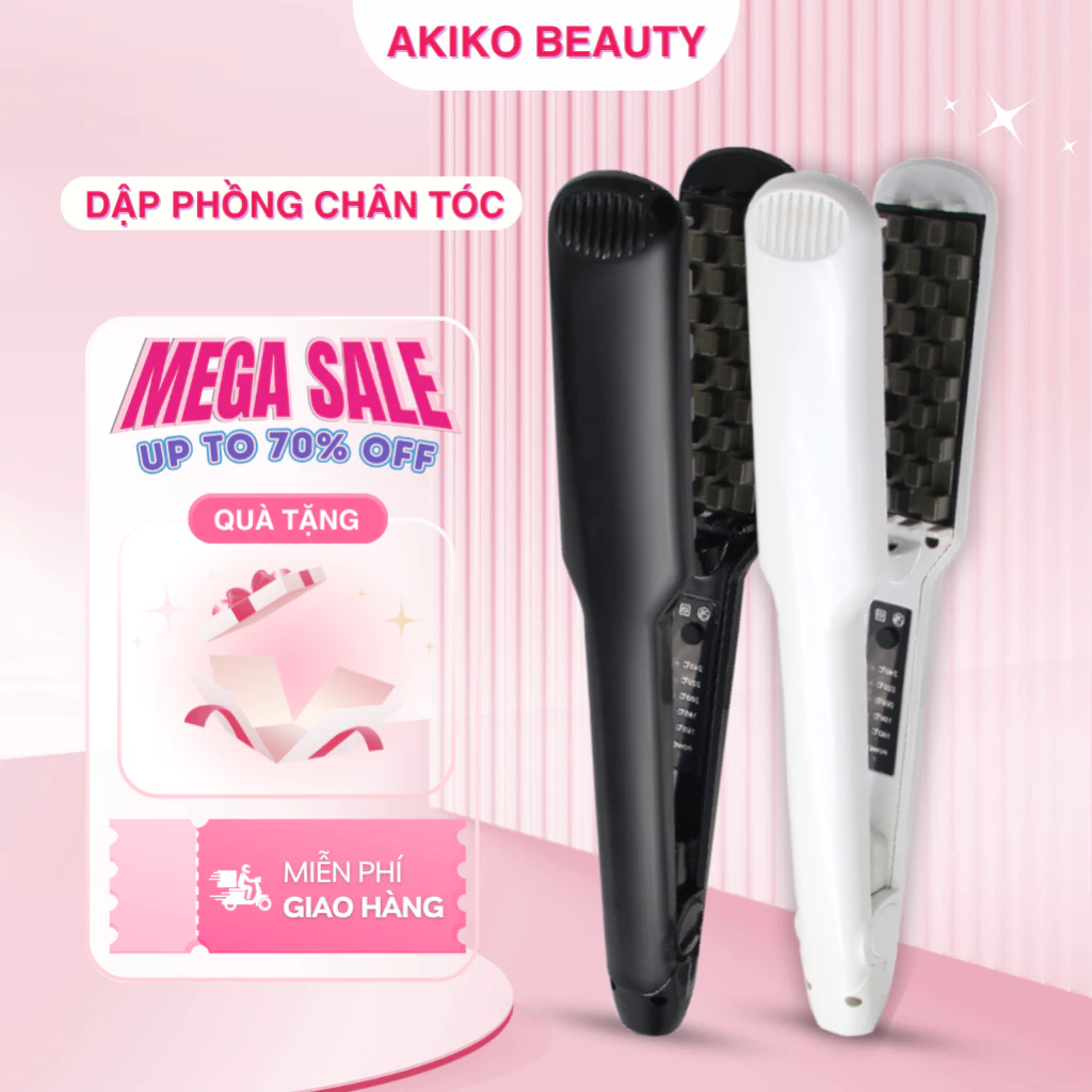 Máy dập xù bấm tóc phồng chân tóc AKIKO chân vuông mẫu mới