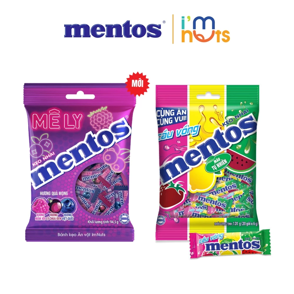 Kẹo Nhai Mentos Cầu Vồng Và Hương Quả Mọng