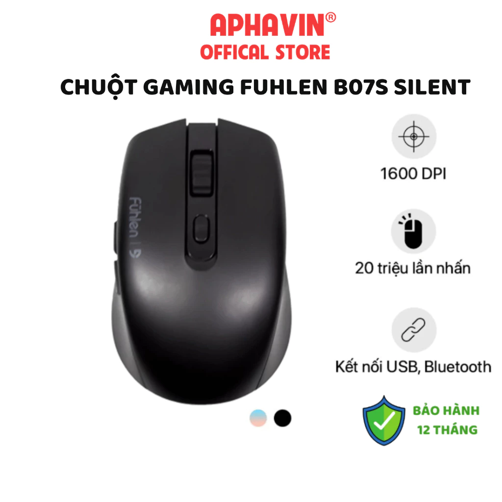 Chuột Không Dây Fuhlen B07s Bluetooth + Wireless 2.4G  (Silent switch click, DPI 1600) - Hàng Chính Hãng BH 24 Tháng