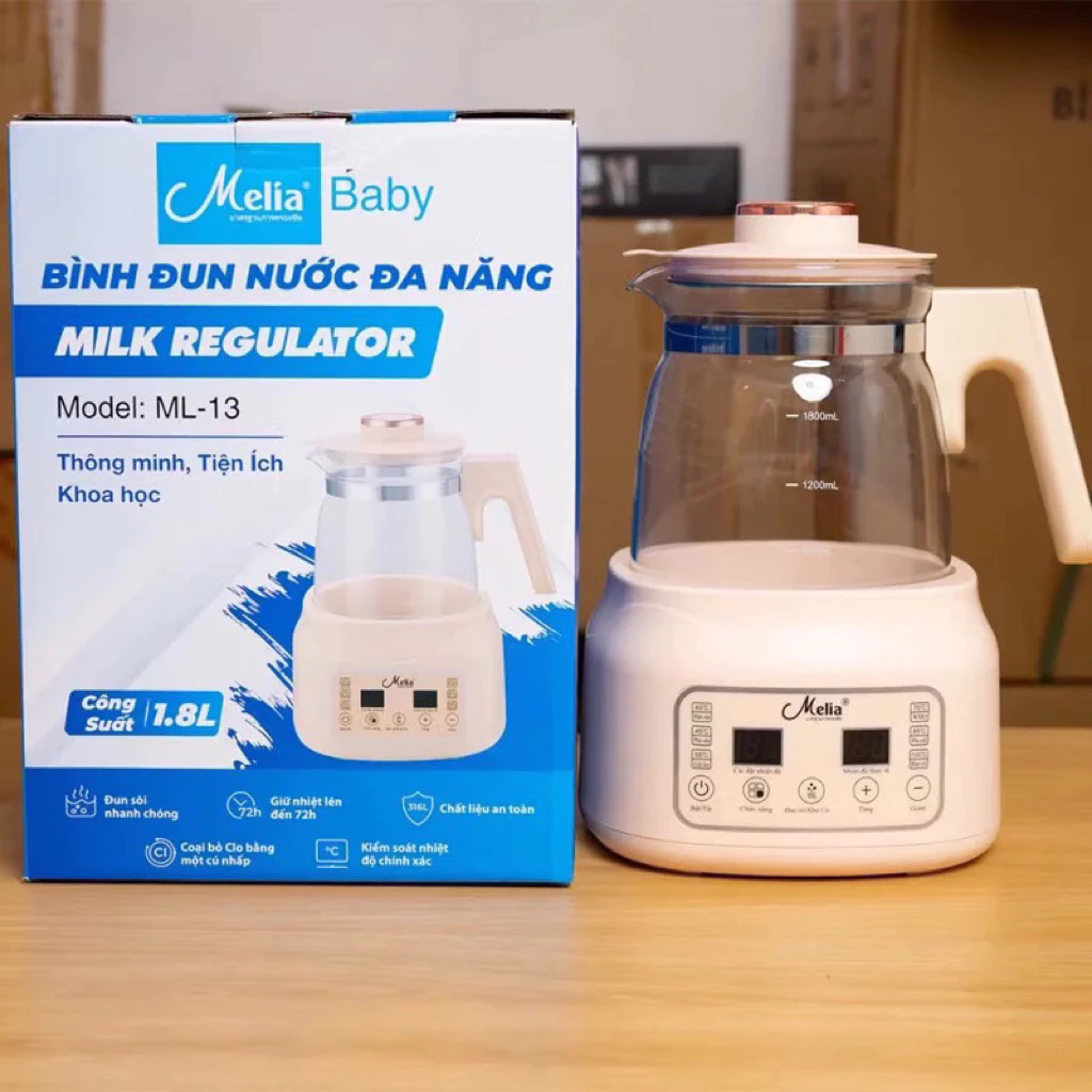 Melia Baby Máy Đun Nước & Hâm Nước Pha Sữa Điện Tử ML-13 1.8L Tiện Lợi Khoa học Khử Clo Chuẩn Nhiệt Độ