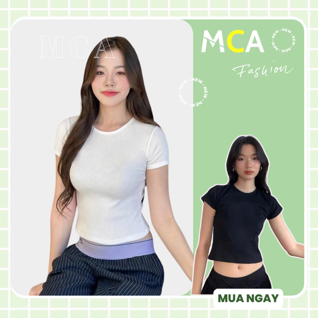 Áo thun nữ dám om Form babytee MCA cổ tròn viền phong cách basic A51384 [ Video sp thực tế ]