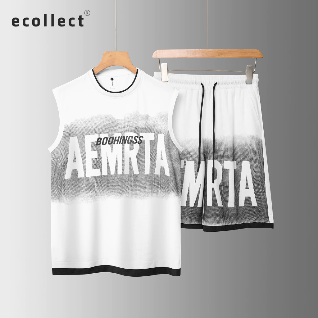 Bộ tank top thể thao nam in loang ECOLLECT SS51 - Vải Waffle cao cấp 260GSM thoáng khí, thời trang năng động