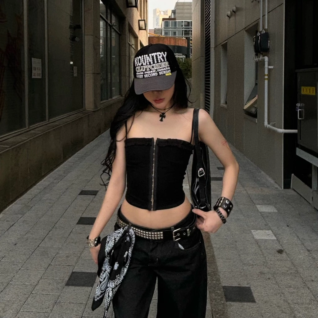 Áo Hai Dây TWENTI Dáng Corset Nẹp Gài Ôm Dáng