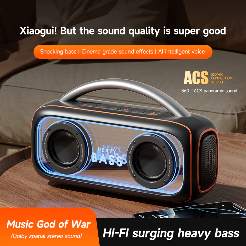 Loa Bluetooth Heavy Bass 34 Chính Hãng Loa Cầm Tay Di Động Âm Bass Mạnh RGB Atmosphere Lighting Effect TWS Wireless
