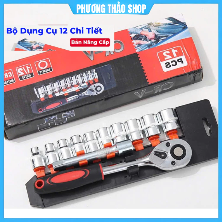 Bộ dụng cụ sửa chữa 12 chi tiết 1/2 8-24cm , Bộ Tuýp Đầu Khẩu 12 chi tiết 1/2" mở bu lông đa năng