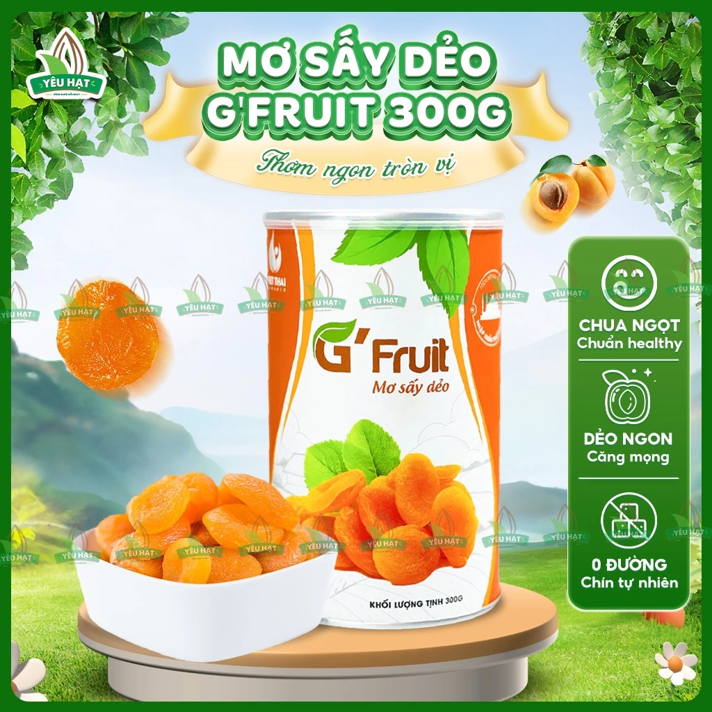[NGON TUYỆT] Mơ Sấy Dẻo G'Fruit Chín Tự Nhiên Vị Chua Ngọt Không Tẩm Đường Hộp 300G (Yêu Hạt)