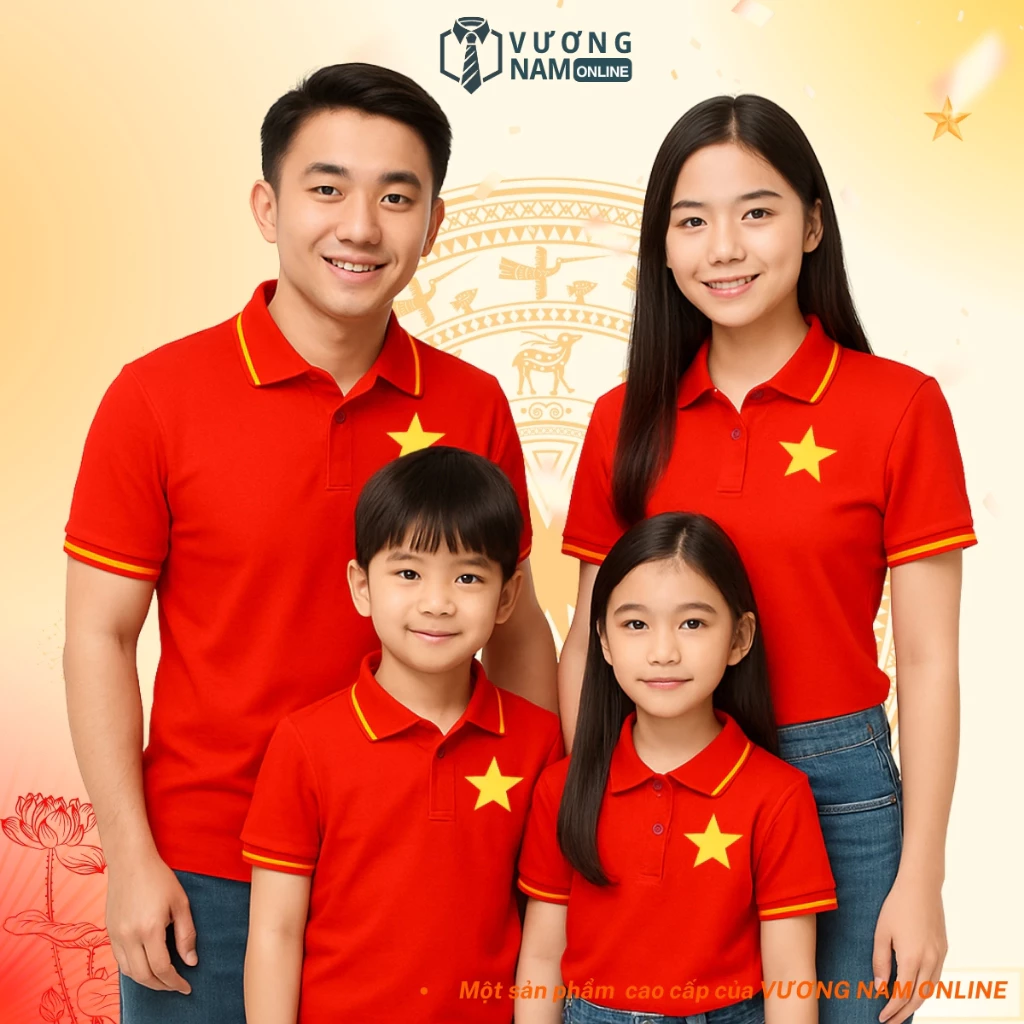 Áo thun polo cờ đỏ sao vàng Việt Nam BIG SIZE 15-150kg chất thun cá sấu cổ cao hàng may chuẩn đẹp VNO170