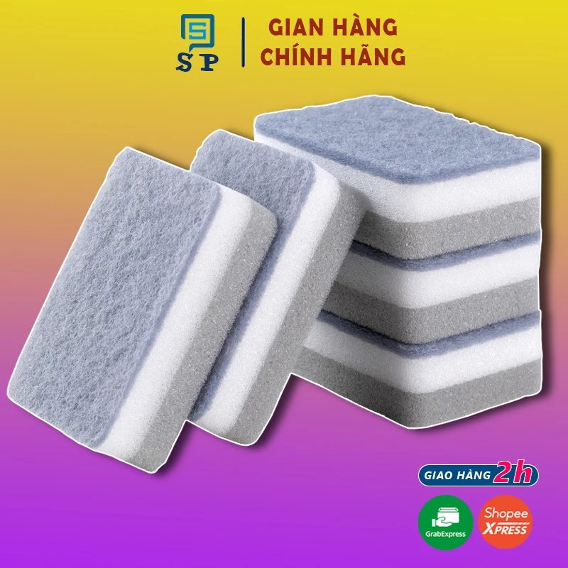Miếng Xốp Rửa Chén Hai Mặt Màu Xám Trắng Tiện Dụng Cho Nhà Bếp S P