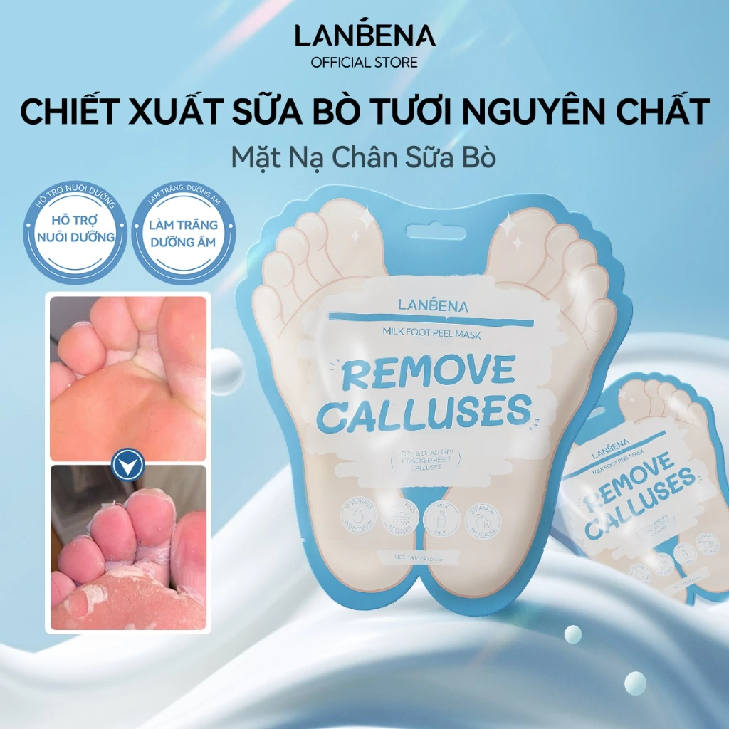 LANBENA Mặt nạ chân sữa bò (40g) - Tẩy tế bào chết, giảm chai sần, làm mềm và nuôi dưỡng, Foot Care