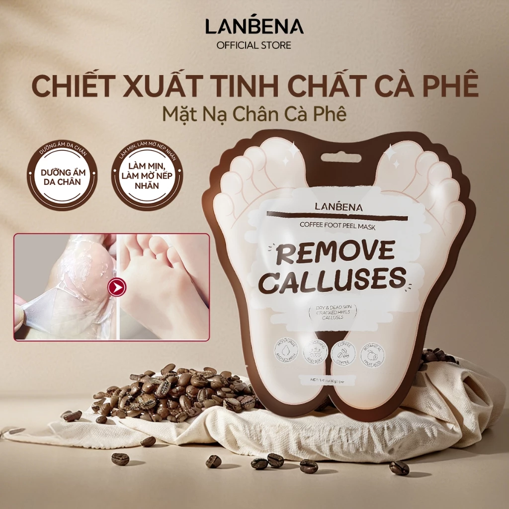LANBENA Mặt nạ chân dạng lột cà phê (40g) - giúp tẩy tế bào chết, làm mềm vết chai, làm sáng và dịu da,Skincare