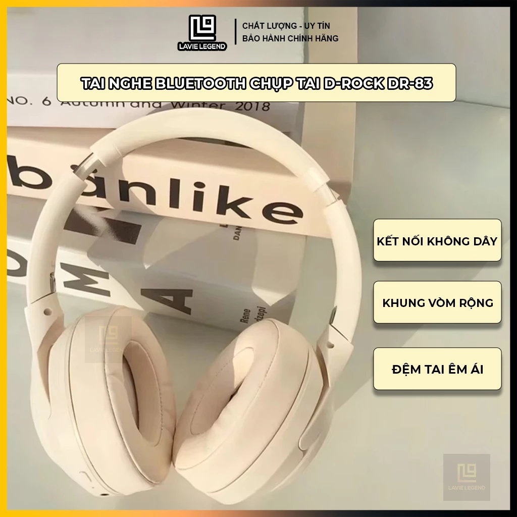 Tai Nghe Bluetooth Chụp Tai Có Mic Âm Thanh HiFi Tai Nghe Không Dây Chống Ồn Thiết Kế Sang Trọng Pin 10 Tiếng